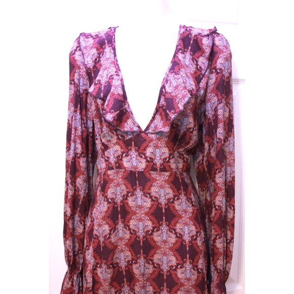 Free People Purple Bohemian Print Flounce Dress - Picture 2 of 5